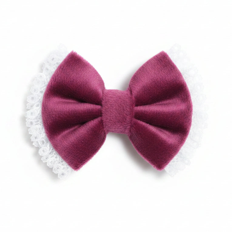 Rankų darbo veliūrinis segtukas -  kaspinas (7cm/8cm)